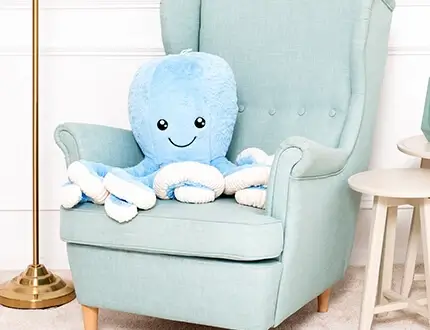 Large plush octopuses